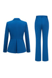 Azul oscuro 2 piezas Solapa de pico Soltero Soltero para mujer Trajes de fiesta