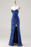 Vestido de graduación largo de talla grande y brillante sin tirantes sin tirantes dorados