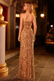 Vestido largo de baile de sirena con corsé de lentejuelas y tirantes – Look glamuroso de gemelos