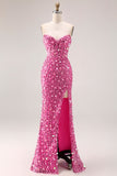 Vestido largo de baile de sirena con corsé de lentejuelas y tirantes – Look glamuroso de gemelos