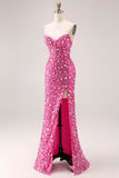 Vestido largo de baile de sirena con corsé de lentejuelas y tirantes – Look glamuroso de gemelos