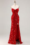 Vestido de graduación largo de talla grande y brillante sin tirantes sin tirantes dorados