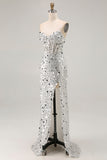 Vestido largo de baile de sirena con corsé de lentejuelas y tirantes – Look glamuroso de gemelos