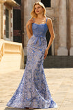 Corsé de sirena gris azul, vestido largo de cuentas con cuentas y lazos