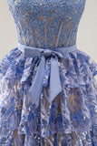 Vestido largo de graduación gris, azul azul, con cuentas de lentejuelas, largo y abertura