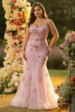 Vestido largo de graduación de talla grande con Corsé de sirena con cuentas y lentejuelas