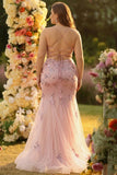 Vestido largo de graduación de talla grande con Corsé de sirena con cuentas y lentejuelas