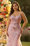 Vestido largo de graduación de talla grande con Corsé de sirena con cuentas y lentejuelas