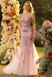 Vestido largo de graduación largo de corsé de sirena púrpura transparente con cuentas y lentejuelas, con encaje en la espalda