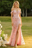 Vestido largo de baile de sirena con lentejuelas amarillas y hombros descubiertos
