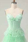 Vestido largo de fiesta con volantes y volantes morados Sweetheart A Line con lentejuelas
