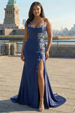 Vestido largo de graduación de talla grande bordado con sirena burdeos y talla grande
