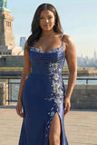 Vestido largo de graduación de talla grande bordado con sirena burdeos y talla grande