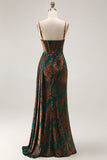 Vestido de dama de honor de terciopelo quemado con serpentina de sirena burdeos con abertura