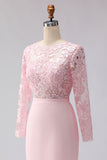 Vestido midi de madre de la novia, vestido midi de madre de novia rosa con aplique y cuello de funda