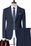 Solapa con muescas negras Singel Breasted 2-piece Trajes para hombre
