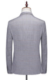 Trajes grises de 3 piezas con solapa con muesca para hombre de botonadura simple
