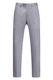 Trajes grises de 3 piezas con solapa con muesca para hombre de botonadura simple