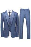 Trajes de fiesta de 3 piezas para hombre con solapa de cuadros a cuadros para hombre