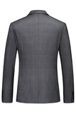 Trajes formales de 3 piezas con solapa de pico a cuadros grises para hombre