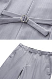 Gris claro 3 piezas Solapa con muesca Trajes formales para hombre