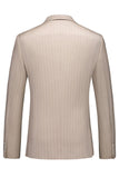 Trajes formales para hombre con solapa de muesca a rayas caqui de 3 piezas