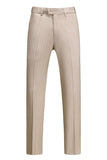 Trajes formales para hombre con solapa de muesca a rayas caqui de 3 piezas