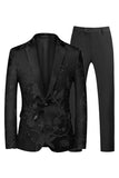 Trajes de fiesta para hombre de 2 piezas con solapa con muesca azul y negro
