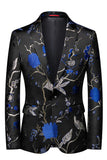 Trajes de fiesta para hombre de 2 piezas con solapa con muesca azul y negro
