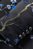 Trajes de fiesta para hombre de 2 piezas con solapa con muesca azul y negro