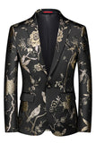 Solapa de muesca azul Trajes de fiesta de jacquard de 3 piezas para hombre