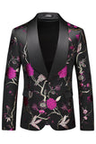 Chal morado Solapa Jacquard 3 piezas Trajes de fiesta para hombre