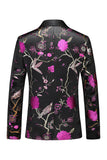 Chal morado Solapa Jacquard 3 piezas Trajes de fiesta para hombre