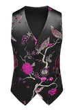 Chal morado Solapa Jacquard 3 piezas Trajes de fiesta para hombre