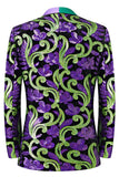 Chal de jacquard verde de 2 piezas con solapa para hombres Trajes de fiesta