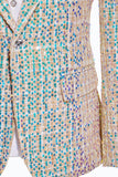 Trajes de fiesta para hombre de 2 piezas con solapa con muescas de champán brillante con lentejuelas