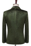 Traje de Graduación para Hombre de 2 Piezas con Solapa con Muescas Verde Purpurina