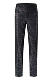 Traje de Graduación para Hombre de 2 Piezas con Solapa con Muescas Negras Brillantes con Flor 3D
