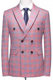 Trajes de fiesta para hombre con solapa de pico a rayas rosas de 2 piezas