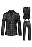 Trajes de fiesta para hombre con solapa de pico a rayas negras de 2 piezas