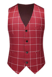 Solapa de pico a rayas rojas 3 piezas Trajes de fiesta para hombre