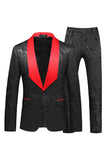 Trajes de fiesta para hombres de 2 piezas con solapa de chal negro
