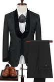 Trajes de hombre de 3 piezas con solapa de chal negro