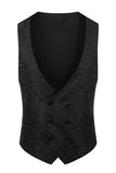 Trajes de hombre de 3 piezas con solapa de chal negro