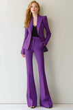 Trajes de negocios de 2 piezas con solapa de pico morado oscuro