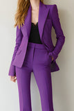 Trajes de negocios de 2 piezas con solapa de pico morado oscuro