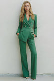 Trajes de negocios de 2 piezas con doble botonadura verde