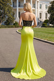 Vestido largo largo de graduación de perna Sirena negra verde con encaje aplicado y abertura