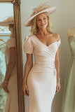 Vestido de Sirena de un Hombro Rosa Caramelo Midi Madre de la Novia