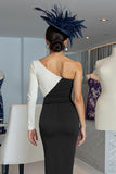 Vestido midi de un hombro con vaina en blanco y negro para la madre de la novia